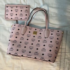 MCM powder pink Visetos small tote
